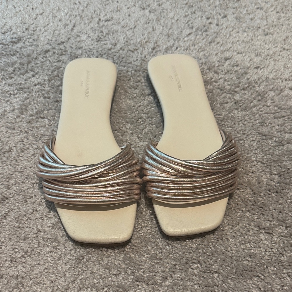 Banana Republic Silver Slide Sandals